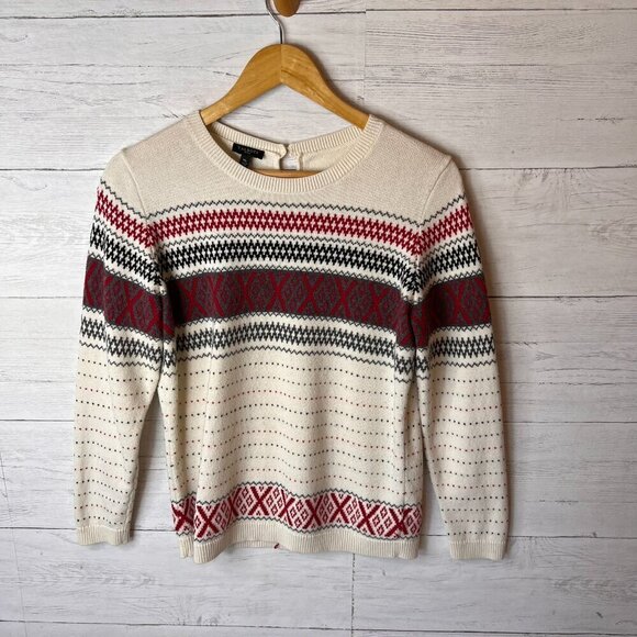 Talbots Sweater Womens Size MP Criss Cross Fair Isle Long Sleeve Cashmere Blend - Picture 4 of 15